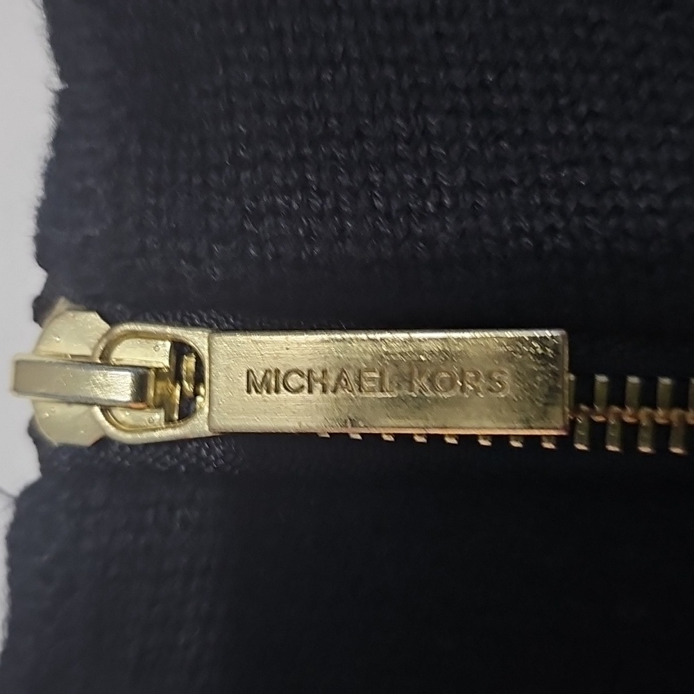 Michael Kors Black L9ng Sleeve Sweater Sz Large Gold Zipper In Back Extra Long - Picture 6 of 6